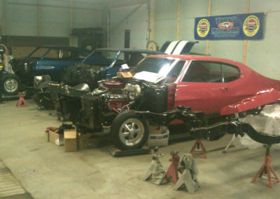 cars in the process of being restored