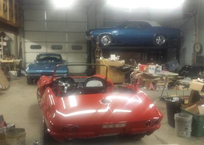 Convertible Corvettes and Chevelle in the shop