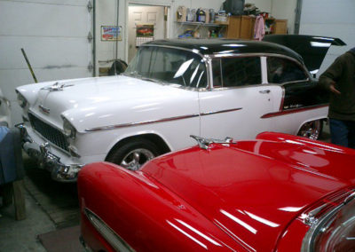 Classic cars in the garage at Tony's